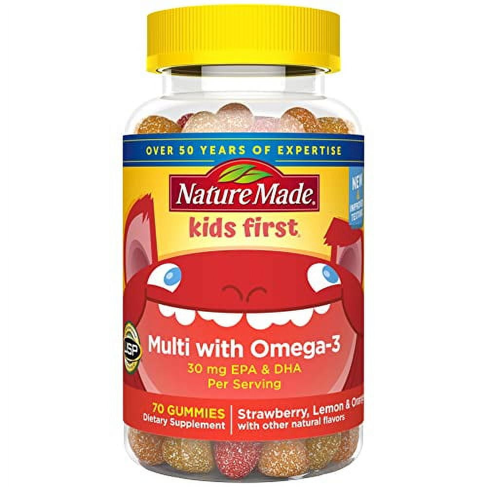 (2 pack) Nature Made First Multivitamin with Omega-3, Vitamins and Minerals for Nutritional Support, 70 Kids Gummies