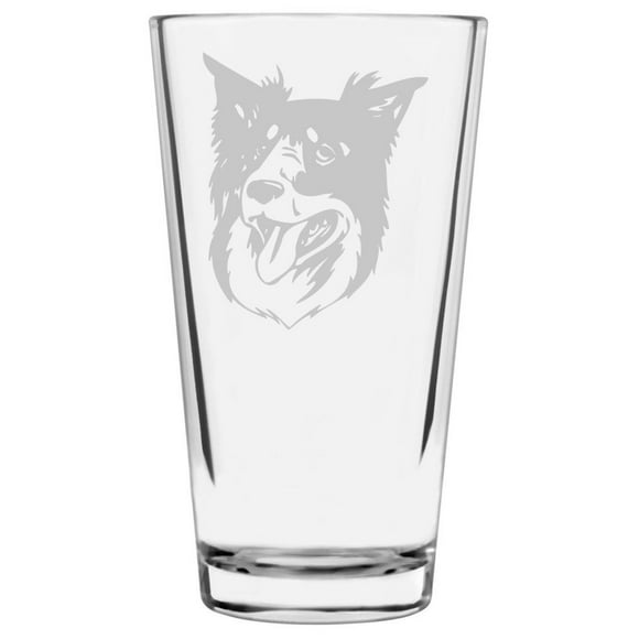 Border Collie Dog Themed Etched All Purpose 16oz Pint Glass