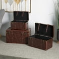 thumbnail image 3 of DecMode 19" x 10" Brown Faux Leather Nesting Upholstered Trunk with Vintage Gold Accents and Studs, 3-Pieces, 3 of 14