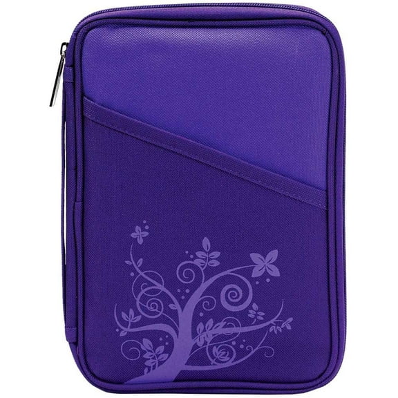 Royal Purple Reinforced Polyester Bible Cover Case with Handle, Thinline