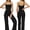 Black, variant on PISONIC Womens Workout Sets Two Piece Spaghetti Straps Crop Top Matching Straight Leg Pants Gym Work Pilates Outfits