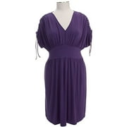 Women's Plus Cinched-Sleeve V-Neck Jersey Dress