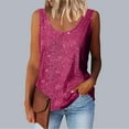 thumbnail image 2 of ZQGJB Plus Size Womens Summer Fashion Sequin Tops Loose Fit Casual Scoop Neck Sequin Sparkle Shimmer Sleeveless Tanks Tops Blouses Hot Pink XXXL, 2 of 6
