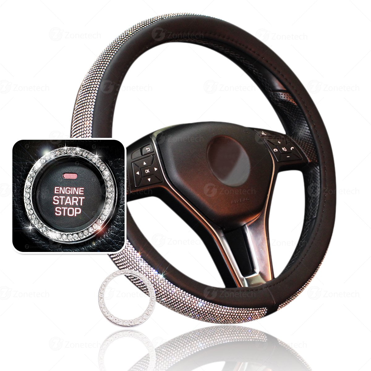 Zone Tech Shiny Bling Car Accessory Set 