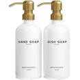 thumbnail image 1 of Set dispensador de jabón Brighter Barns Glass, color blanco/dorado, 500 ml, 1 of 7