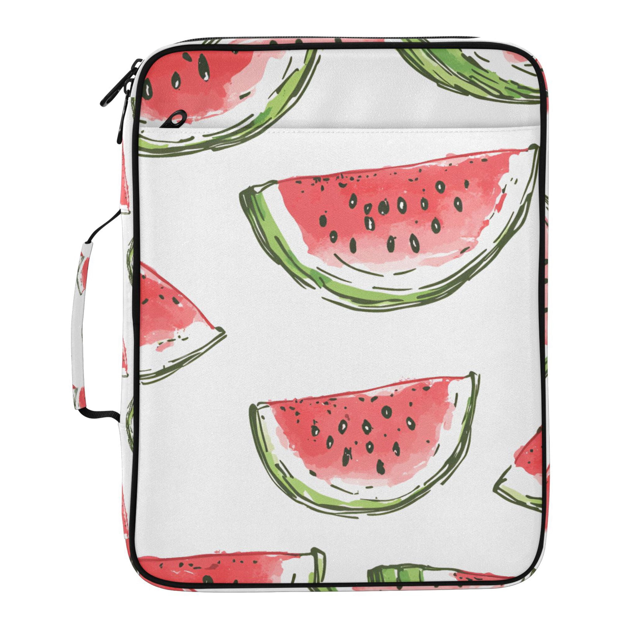 FORMRS Accordion File Folder A4 Size 7-Pocket Expanding Document Organizer Bag with 3 Ring Binder, Watermelon Pattern