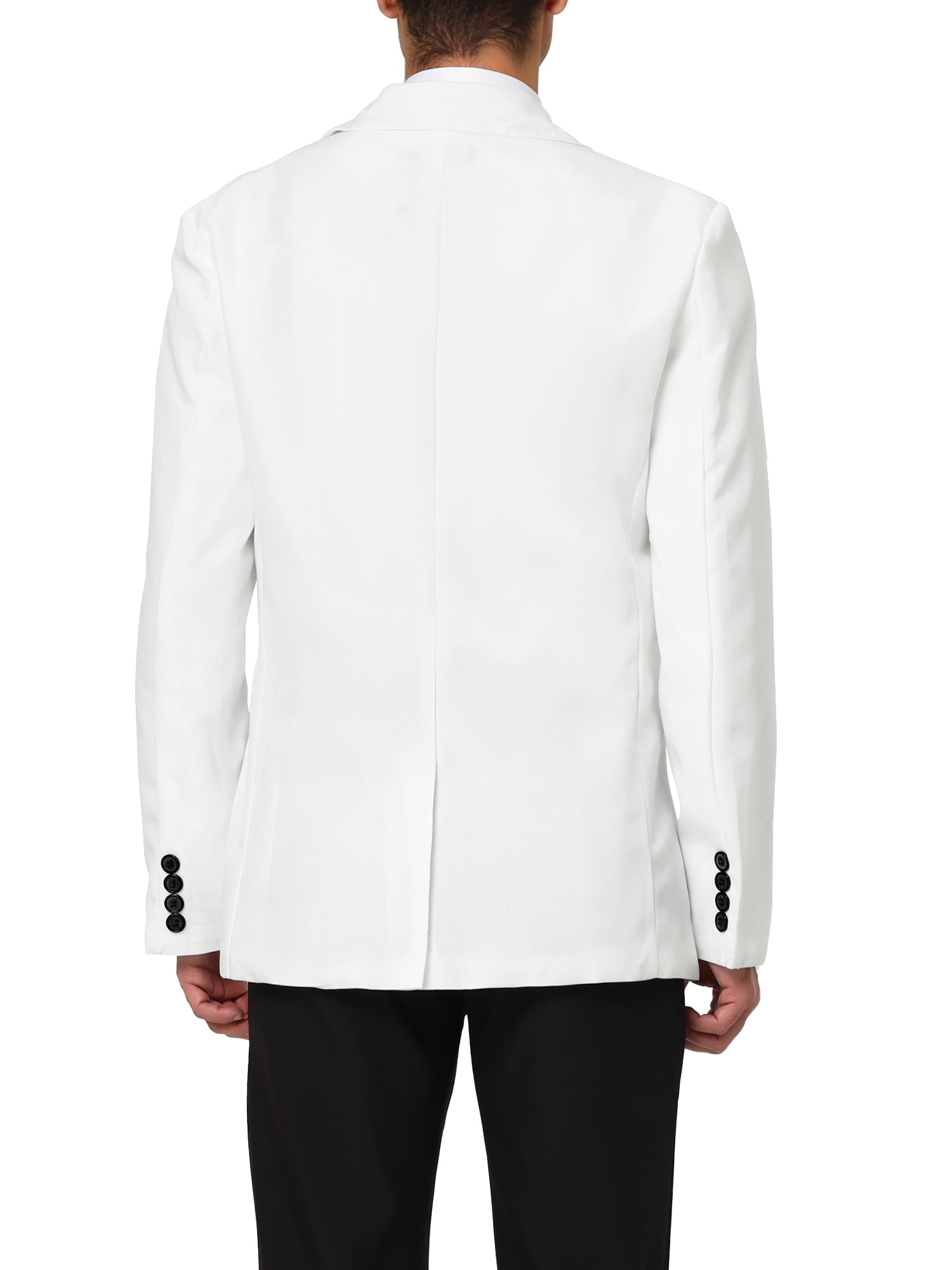 Unique Bargains Men's Slim Fit Blazer Single Breasted One Button Sports Coat M White