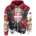 thumbnail image 3 of Sudadera con capucha de manga larga con estampado de la bandera de Serbia para hombre, informal, a la moda, para uso diario, con emblema nacional de Serbia, con cremallera y estampado completo, 3 of 4