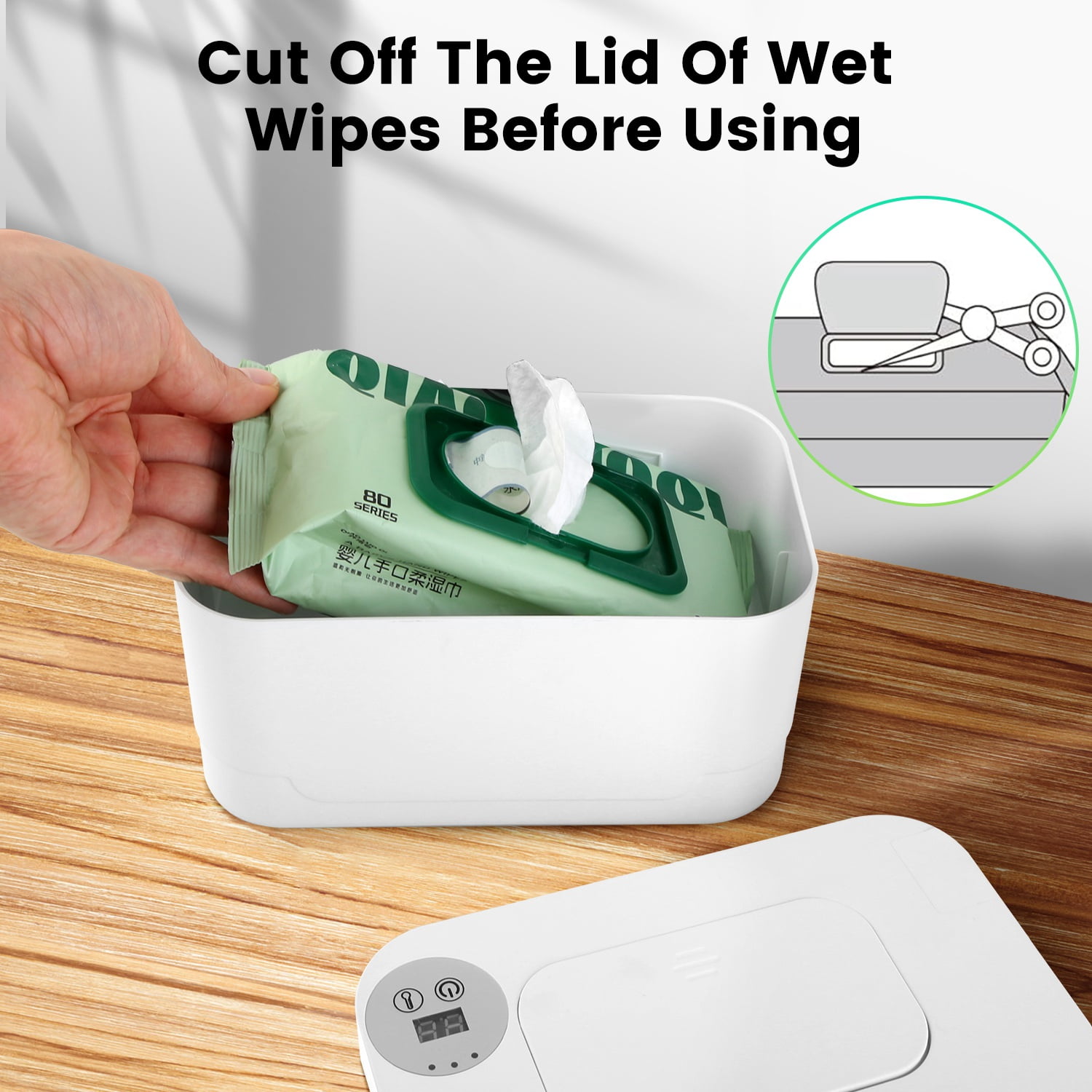 (Weiyi-EC)--Wipe Warmer With 3 Temperature Settings Type C Powered Wet Wipes Dispenser With Night Light Large Capacity Diaper Wipe Warmer.--(;[f4d)