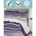 thumbnail image 4 of Purple Wave Queen Size Down Alternative Comforter, Lightweight Comforter Quilt Bedding Set with Pillow Shams Coastal Ombre Ocean Grey Stripes Beach Sand All Seasons Bed Comforter Duvet Insert 90"x96", 4 of 7