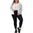 thumbnail image 2 of Agnes Orinda Women's Plus Size Jackets Layered Coats Drawstring Hoodie Denim Jean Jackets 5X White, 2 of 6