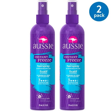 Aussie Instant Freeze Non-Aerosol Hairspray, 8.5 Fl oz, Pack of 2