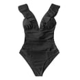thumbnail image 1 of Cupshe Women's Ruffled Lace Up One Piece Swimsuit Black, S, 1 of 4