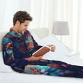 thumbnail image 6 of Lsque Colorful Feather Owl Pattern Long Sleeve Pajama Set for Men - Soft 2-Piece Sleepwear and Loungewear Set with Pockets, Comfy Nightwear-XX-Large, 6 of 7