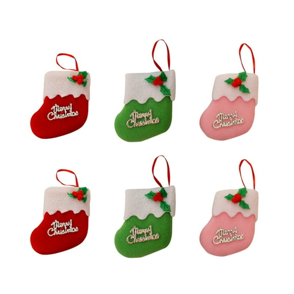Worgeous 6Pcs Mini Christmas Socks Flannel for Tree and Home Decor Exquisite