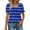 Blue, variant on Shirt for Women Plus Size Short Sleeve Square Neck Stripe Printing Casual Loose T-shirt Army Green XXL