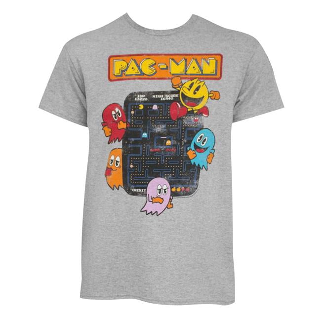 Pac Man PacMan 44653XXL Pacman Ghosts Tee Shirt, Grey 2XL
