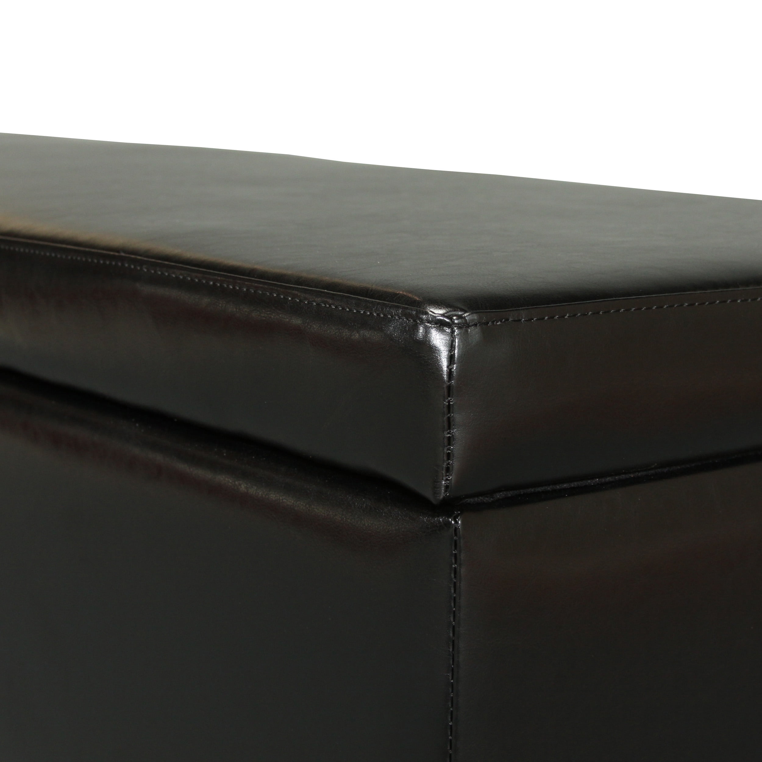 Noble House Farmer Bonded Leather Storage Ottoman Bench, Black