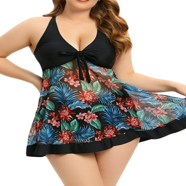 EIMELI Women‘s Plus Size Tankini Swimsuits Summer Swim Dress with Boyshorts Two Piece Bathing Suits