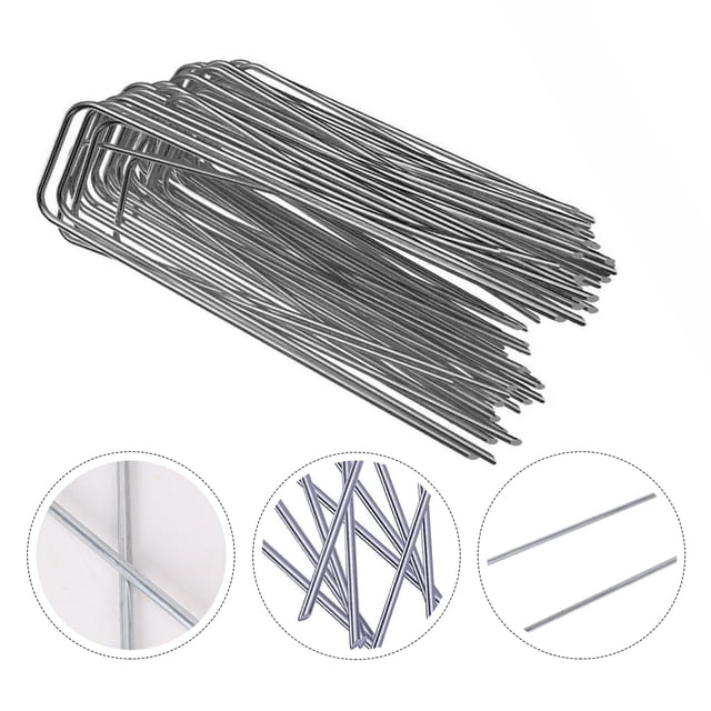 OULII 50pcs U-Shaped Garden Staples Steel for Fixing Turf and Securing Garden