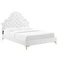 thumbnail image 2 of Modway Gwyneth Tufted Performance Velvet Queen Platform Bed - White, 2 of 10