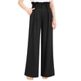 thumbnail image 4 of Liher Women Slacks High Waist Wide Leg Pants Casual Plain Solid Flowy Palazzo Trousers Black Elegant Pant Flare Bell Bottoms with Pocket Clothes Size L, 4 of 6