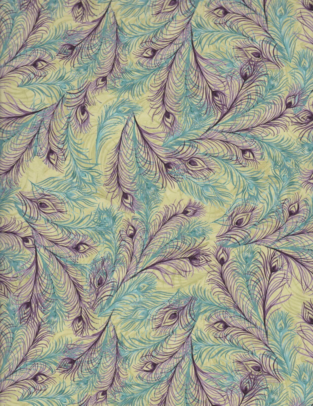 Iridescent Peacock Feather 64312 Springs Creative 100 Cotton Fabric By