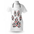 thumbnail image 4 of Paw Print Apron, Big Pet Track Created with Other Little Footsteps and Hearts, Unisex Kitchen Bib with Adjustable Neck for Cooking Gardening, Adult Size, Vermilion and Charcoal Grey, by Ambesonne, 4 of 4
