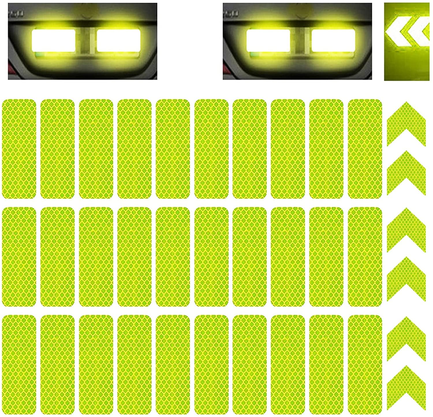 KOOUMOS 36 Pcs Reflective Safety Stickers - Waterproof, High Intensity, For Cars, Bikes, Helmets, Night Visibility
