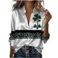 thumbnail image 1 of Tops de Manga Larga de las Mujeres Casual St Patrick'S Day Unisex Imprimir Botón Arriba Blusa de Cuello Giratorio Tops de Manga Larga de las Mujeres de Moda, 1 of 7