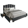 thumbnail image 4 of Home Design Yuma Queen Upholstered Storage Platform Bed Frame with Stepped Headboard Design and Four Under-Drawers, Dark Gray, Easy Assembly, 4 of 6