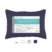 (Navy) Moisture Wicking Toddler Pillow Case for Sweaty Sleepers by Sweaty Tots - Fits 13 x 18 and 14 x 19 Pillows, Envelope Style, Features Patented Drirelease(R) Moisture Wicking Technology