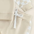 thumbnail image 4 of Xudanell Boy Baby Clothes 3 6 9 12 18 24 Months Boys Winter Jogger Grid Pants Outfits Contrast Color Sweatshirts Boy Outfits Beige 2-3 Years, 4 of 5
