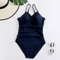 thumbnail image 4 of UPPADA Womens Flattering Swimsuits V Neck Full Coverage Swimsuit Modest Swimsuits Comfy Spaghetti Straps Cheeky Bathing Suits One Piece Tummy Control Swimsuit Navy,M, 4 of 4