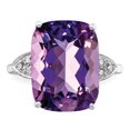thumbnail image 5 of Sterling Silver Rhodium-plated Checker-Cut Amethyst & Diamond Ring, 5 of 5