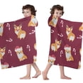 thumbnail image 4 of Christmas Corgi Hooded Bath Towel，60"x35" for Ages 3 To 12 Kids, Quick Dry Lightweight Soft Microfiber Hood Beach Towel Cover Up for Kids, 4 of 7