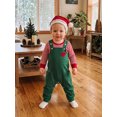 thumbnail image 5 of RUINIXCW Infant Baby Christmas Outfits Long Sleeve Stripe Romper Suspender Pants Hat, 5 of 8
