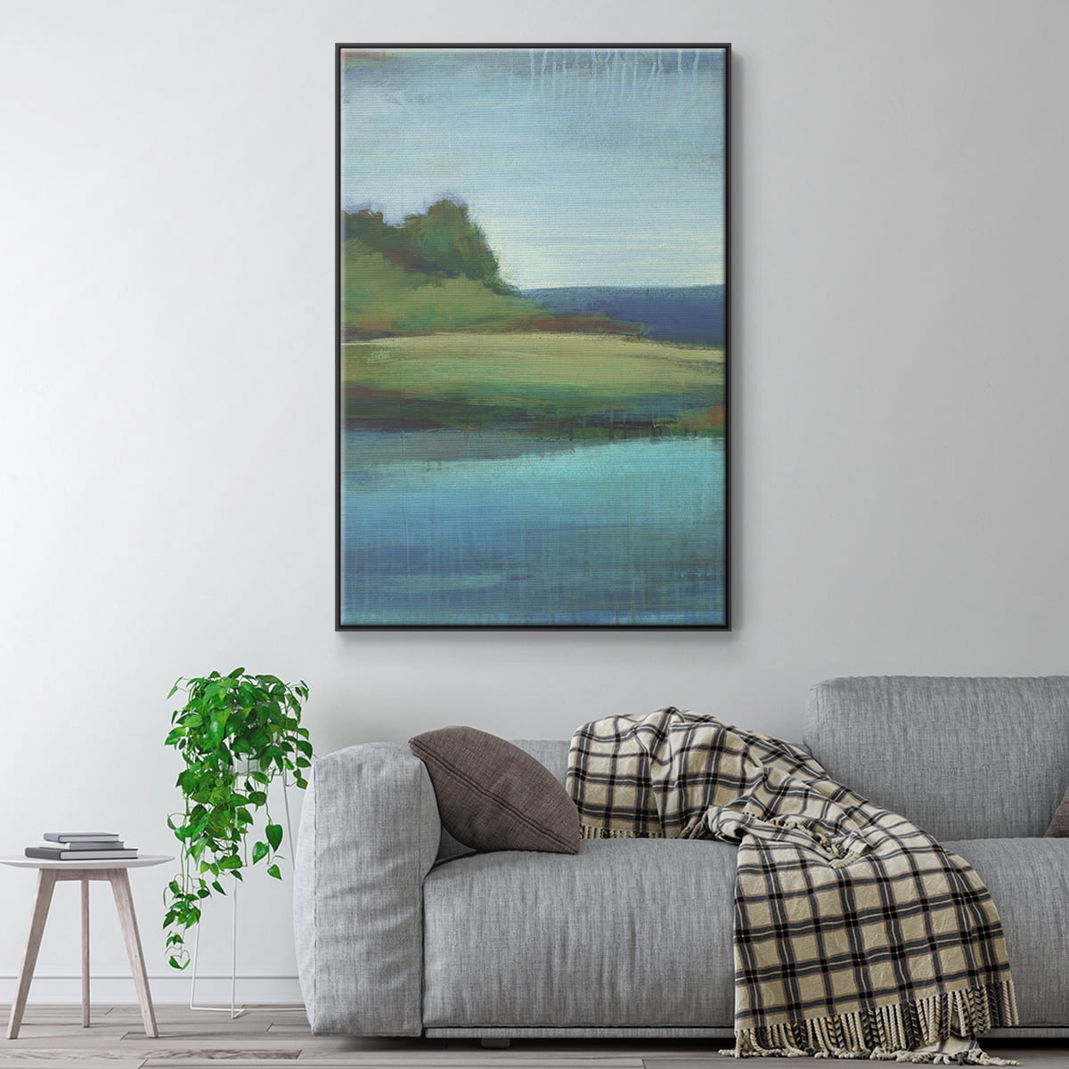 Silent Lakeside I Framed Premium Gallery Wrapped Canvas - Ready to Hang - 17 x 25 - Black Floating Frame