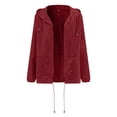 thumbnail image 4 of YDFCWXW Waterproof Raincoat for Women Lightweight Rain Jacket Hooded Windbreaker with Pocket for Outdoor Fall Outfits (Wine, M), 4 of 6