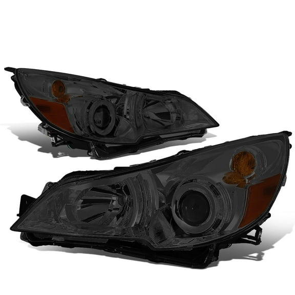 DNA Motoring For 10-14 Subaru Outback Legacy JDM Smoked Amber Corner Projector Headlight Lamps Pair