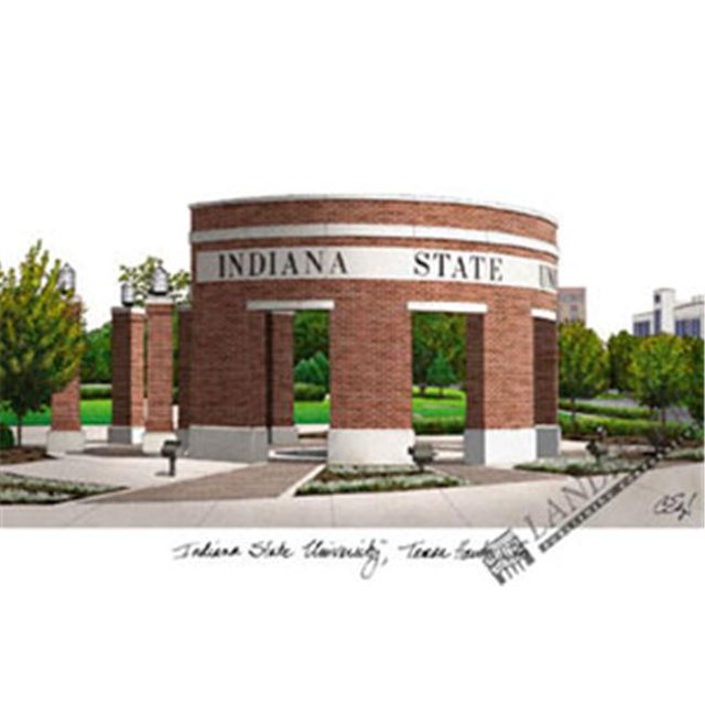 Indiana State Campus Images Lithographie Imprimée