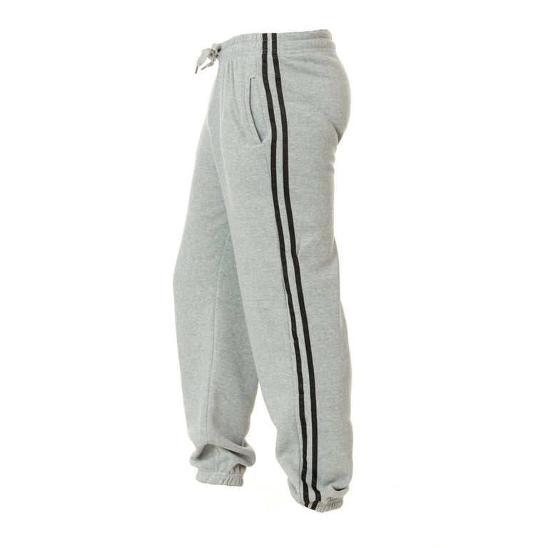 Grey sweatpants with black stripe cheap