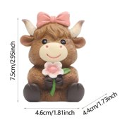 Dualoai Spring Highland Cow Statue Animal Sculpture for Bookshelf Living Room Garden Style B