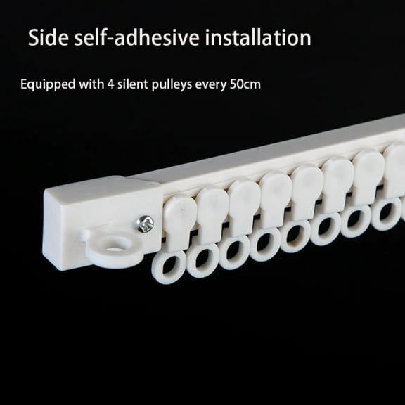 Non Perforated Curtain Track Self-adhesive Living Room Bathroom Door Curtain Silent Pulley Track Can Be Top Or Side Installation