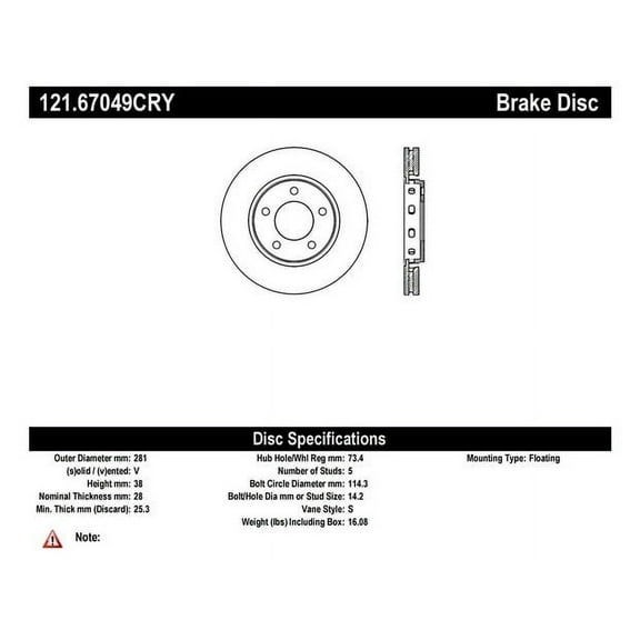 C-Tek Disc Brake Rotor 121.67049 Fits select: 2001-2007 DODGE GRAND CARAVAN, 2001-2007 CHRYSLER TOWN & COUNTRY
