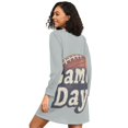 thumbnail image 2 of FORMRS Womens Long Sleeve Nightgowns Crew Neck Sleep Shirt Soft Pajamas Sizes S-3XL, Gray Game Day, 2 of 8