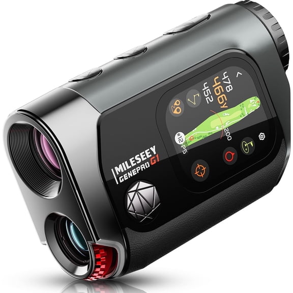 MILESEEY GenePro G1 Touchscreen & GPS Rangefinder with Slope, 43000  Preloaded Courses, 1300 Yards Laser Range Finder Golf with Red & Green Display, 0.1s Flag Pole Locking Vibration, 6X Magnification