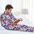 thumbnail image 6 of Honeii Skull rainbow color space Pattern Mens Pajamas Set,2pcs Men's Lounge Long Sleeve Sleep Shirt and Pajama Bottoms Sleepwear Set,Mens Pjs Sets-XX-Large, 6 of 7