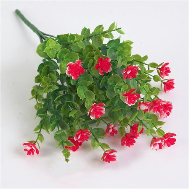 Manojo de Flores Artificiales para Exterior, Arbustos Verdes Artificiales para Jardín, Porche o Decoración Exterior.