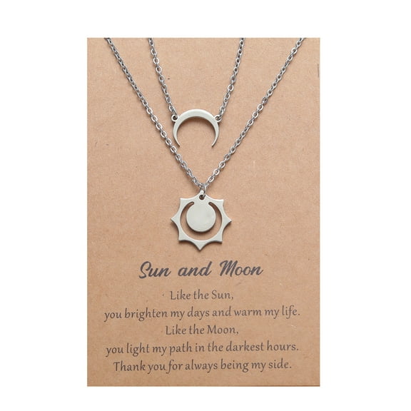 2 Pieces Couple Sun Moon Pendant Necklace Friendship Necklace for Women Couples Matching Necklaces